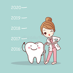 卡通牙和女牙医