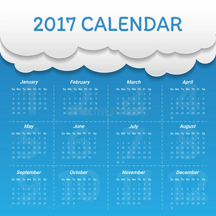 2017年现代日历模板向量插图