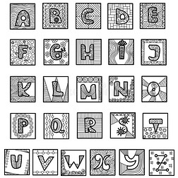 手绘矢量字母表。