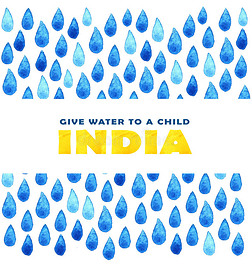 慈善清洁水海报。 关于印度问题的社会说明。 为印度儿童和人民捐赠。 基础