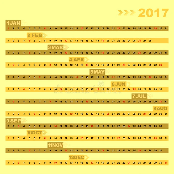 设计2017年12个月的日历模板