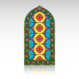 哥特式窗户. 老式框架. 教堂彩色玻璃窗