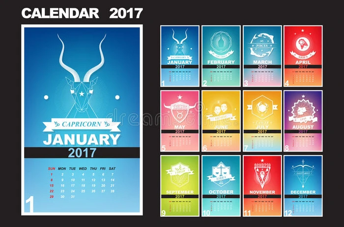 日历规划师设计为2017年生肖年份徽章的概念