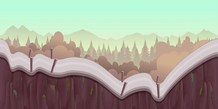 卡通森林景观无尽的自然背景为电脑游戏 树木室外植物绿色自然环境