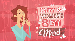 三月八日国际妇女节贺卡复古海报