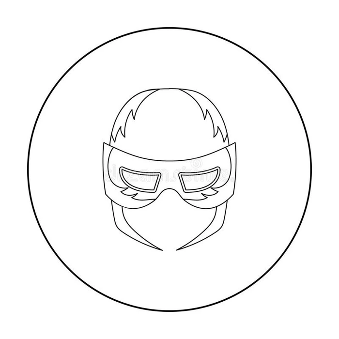 全头面具图标的轮廓风格隔离在白色背景上 超级英雄面具符号股票矢量插图