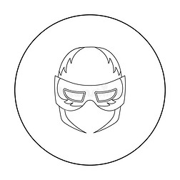 全头面具图标的轮廓风格隔离在白色背景上。 超级英雄面具符号股票矢量插图。