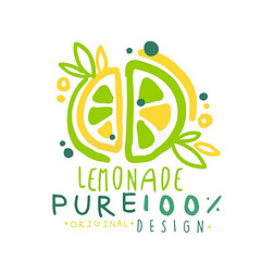 柠檬纯的100百分比原始的设计标识,自然的健康的专业人员