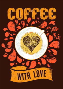 咖啡豆和爱.印刷上的酿酒的海报和杯子关于c关于fee.