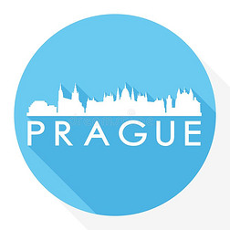 布拉格捷克人共和国欧洲圆形的偶像矢量艺术平的阴影英语字母表中的第四个字母