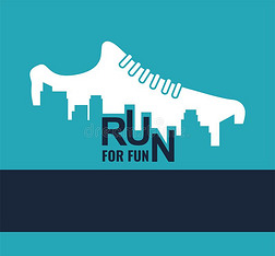 城市马拉松赛跑.海报-跑步,运动鞋和指已提到的人城市.矢量