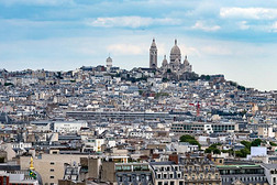巴黎蒙马特尔建筑物城市看法空气的风景从塔