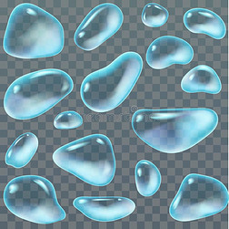 放置关于透明的水落下关于不同的形状.矢量图解