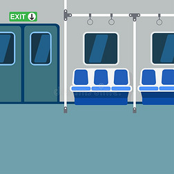 地铁内部:门,窗,席位和铁路公司股票