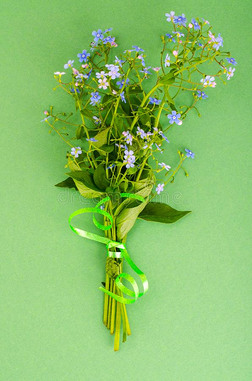 小的花束和蓝色花
