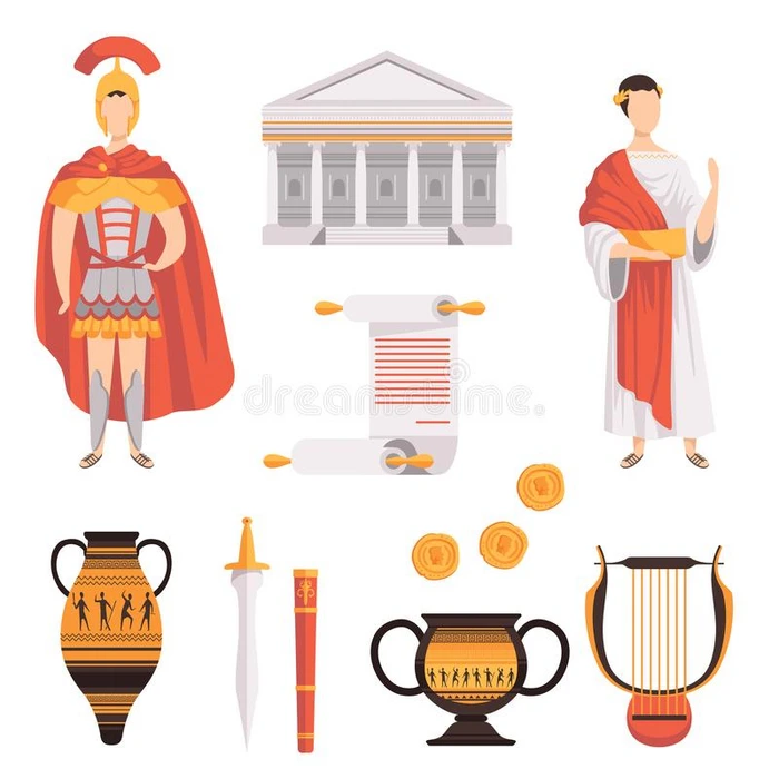 传统的象征关于古代的古罗马的帝国放置矢量illustrat