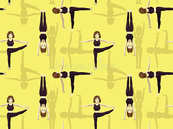 漫画瑜伽倒立使摆姿势背景无缝的壁纸