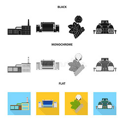 工厂,企业单位,建筑物和别的蜘蛛网偶像采用黑的,平的