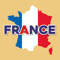 法国文化卡片和旗和地图