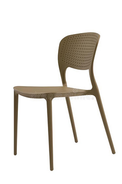 棕色的塑料制品户外的椅子,前面看法.咖啡馆或家家具.