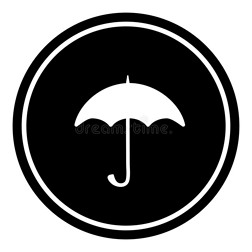 雨伞符号偶像矢量说明向黑的背景