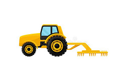 黄色的拖拉机和中耕机.农业的机器.教授
