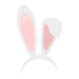 复活节兔子耳面具手绘画矢量说明.兔子耳朵