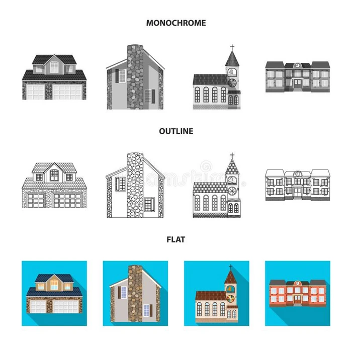 矢量设计关于建筑物和前面标识.收集关于建筑物