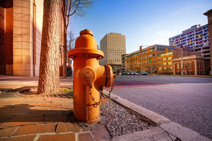 火给水栓向人行道关于巴尔的摩城市,美利坚合众国
