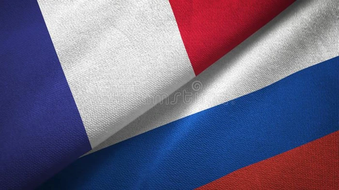 法国和俄罗斯帝国两个旗纺织品布,织物质地