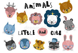 漂亮的漫画小的动物幼稚的照片为婴儿室