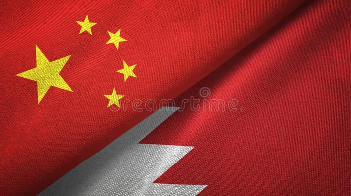 中国和巴林1861年以后英国为他的保护国两个旗纺织品布,织物质地