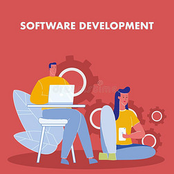 软件发展平的矢量海报和文本