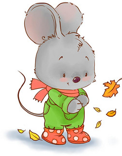 漂亮的老鼠有色的说明.落下婴儿动物剪贴画.