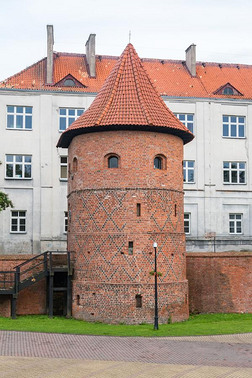 塔关于历史的城市墙采用布拉涅沃,波兰