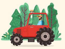 男人操纵拖拉机,农场农业车辆