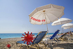 在假日冠状病毒科维德-19保护采用你的夏假日